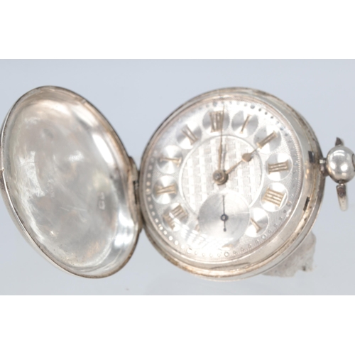 175 - Silver hallmarked full hunter pocket watch with silver dial