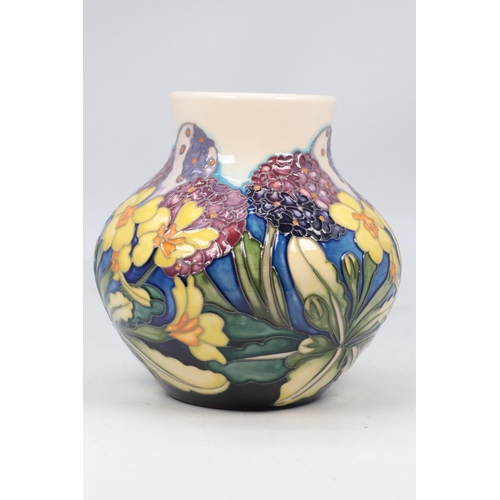 320 - Moorcroft trial vase Spring Flowers approx. 13cm, fully marked underneath