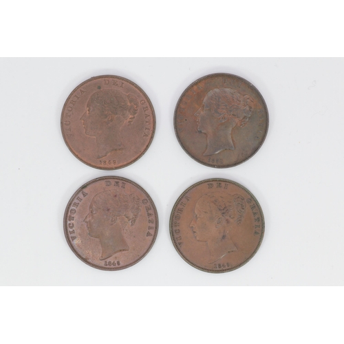 165A - Queen Victoria 2x 1848 pennies together with 1849 and 1851