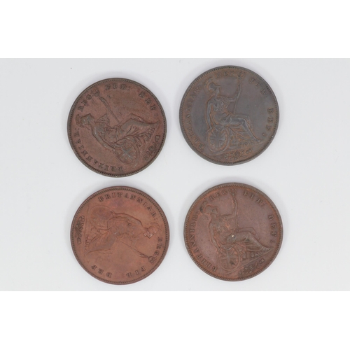 165C - 1841 Queen Victoria penny together with an 1841 Bronze penny, 1844 and 1845