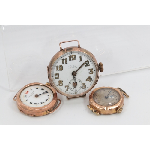 176B - Three Antique gold backed wristwatches