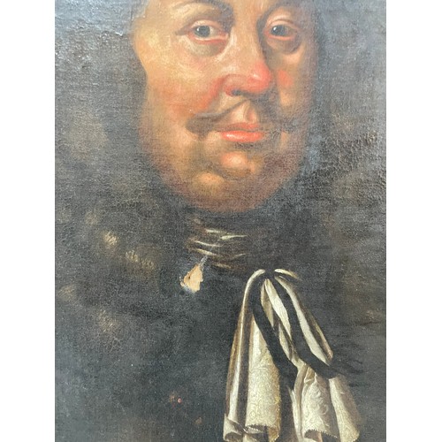 283 - A large 19th Century oil on canvas of Duke of Lauderdale (noted damage, dusty) picture measures appr... 