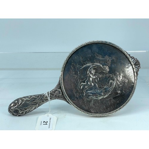 21 - Silver hallmarked decorative hand mirror