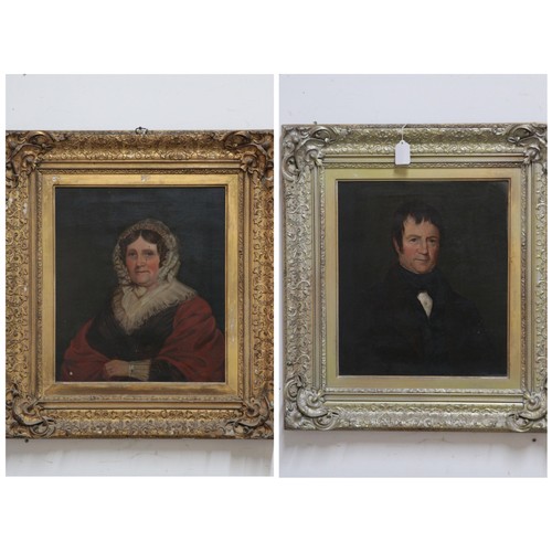 Two 19th Century oil painting on canvas, of a gentleman and a lady ...