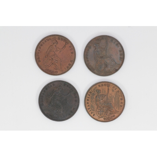 9 - Queen Victoria 3x 1853 pennies together with an 1854 penny