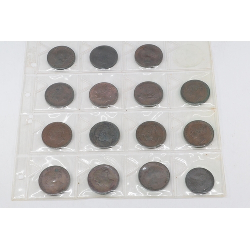 14 - Fifteen mostly bun head victorian penny pieces, including 1854 onwards