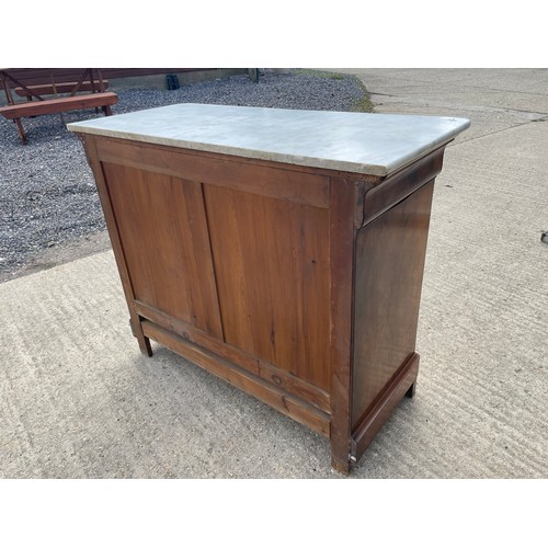 142 - Marble topped French? commode chest. approx. 118w x 54d x 100cm