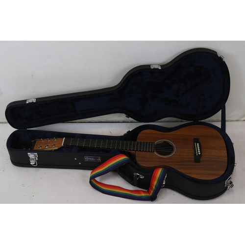 256 - Martin and Co small acoustic guitar with hard case and soft case LXK2