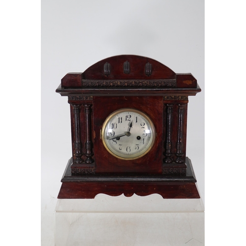 311 - Japy Preres C gilt clock on alabaster plinth together with two continental ceramic clocks (examine)