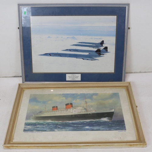 59 - Three framed shipping prints together with a Concorde print