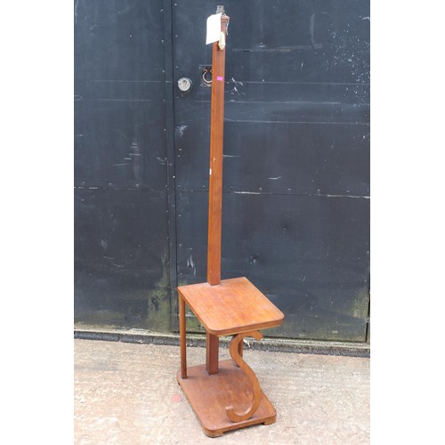 368 - Art Deco era standard lamp/side table together with a six branch wrought iron chandelier for rewirin... 