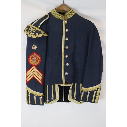 290 - RAF pipe majors dress jacket and bonnet together with highland pipers kilts, jackets etc