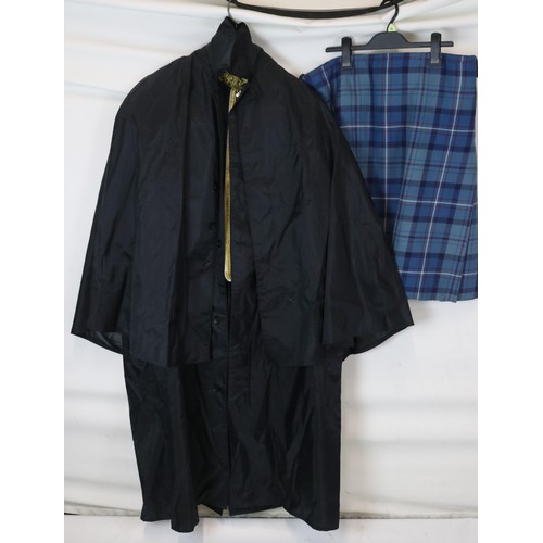 290 - RAF pipe majors dress jacket and bonnet together with highland pipers kilts, jackets etc