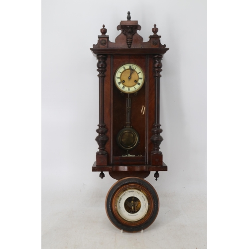 302 - Wall clock measures approx. 94cm together with barometer