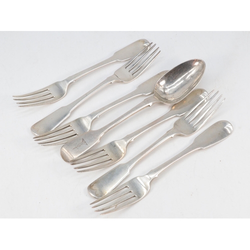 8 - Six Silver hallmarked forks and a spoon Assay Dublin (approx. weight 265g)