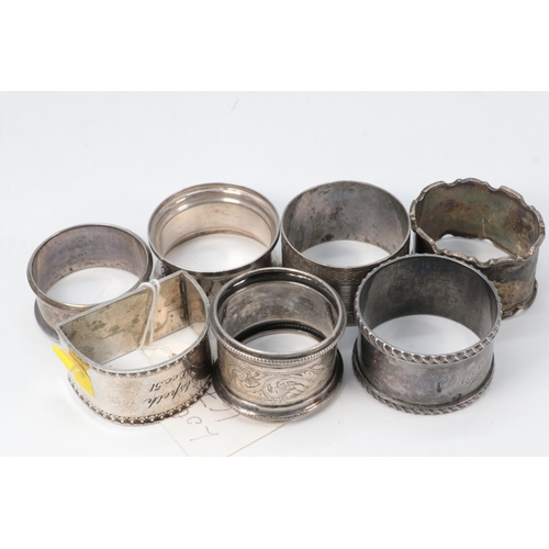 24 - Quantity of silver napkin rings, (overall weight approx. 167g)