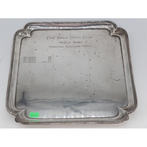 36 - Silver hallmarked four footed salver (approx. 995g)