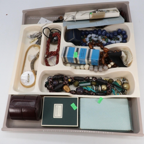 332 - Assorted costume jewellery in expanding cutlery tray