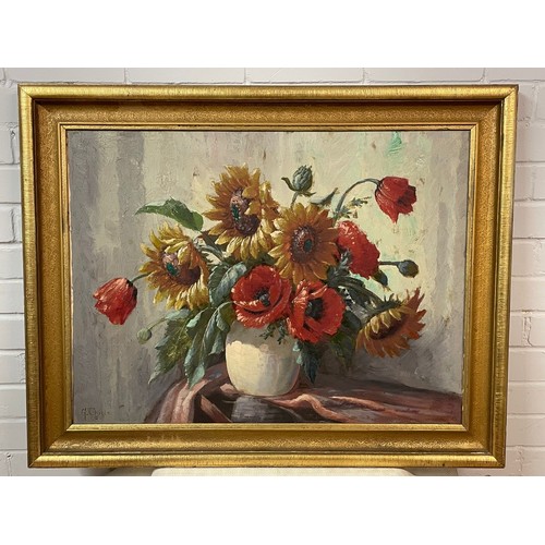 339 - Oil on canvas, still life, signed G. Thiele (measures approx. 79cm x 59cm)