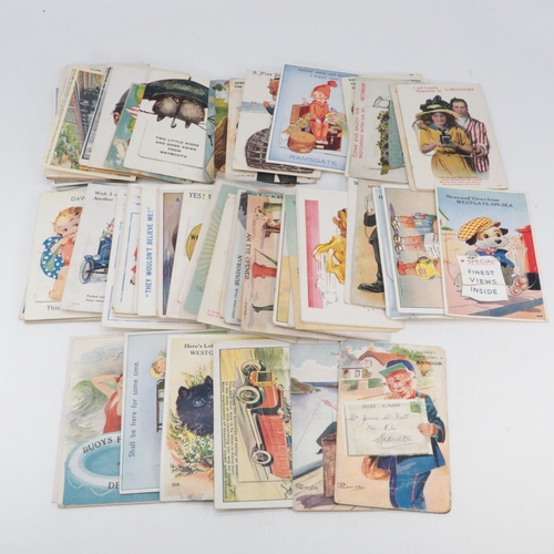 350 - A selection of vintage novelty postcards including lift flap postcards