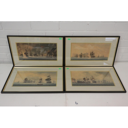 373 - Four battle scene etchings depicting Nelson's Battle of The Nile