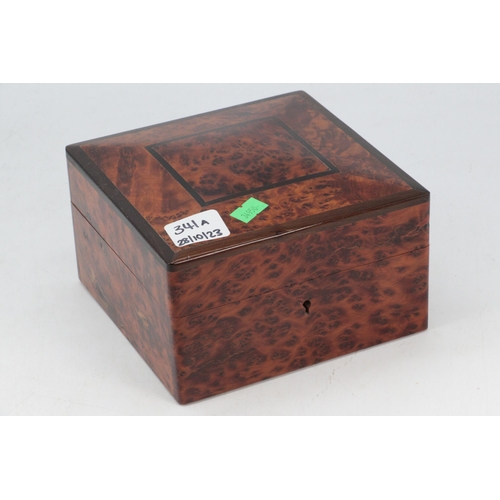 341A - A burr walnut  jewellery box