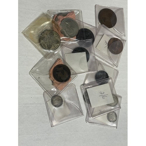 44 - Several tins of assorted GB and other coins to include Victorian Penny's, 1888 worn double florin, s... 