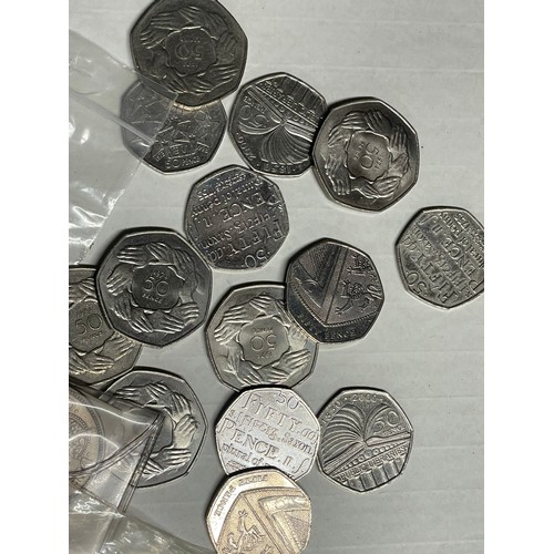 44 - Several tins of assorted GB and other coins to include Victorian Penny's, 1888 worn double florin, s... 