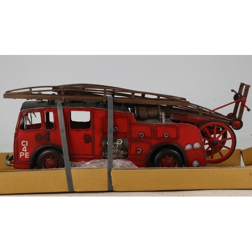 381 - A modern tinplate vintage style fire engine