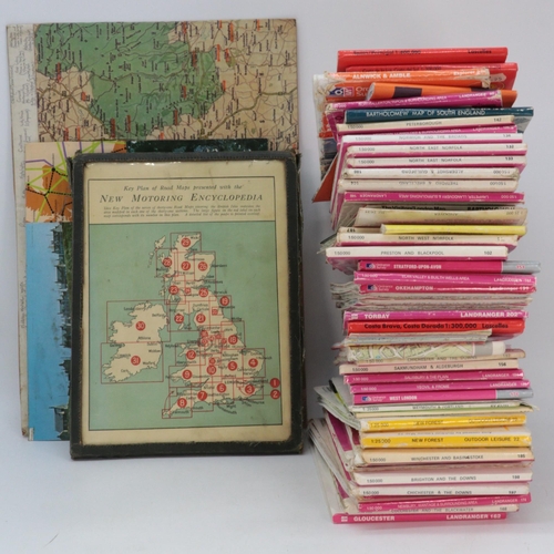 388 - Quantity of ordnance survey maps, some older ones to include local area i.e. Cornwall , Fowey, Londo... 