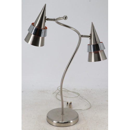 143 - Contemporary side lamp with two cone shape down lights (trade, spares and repairs)