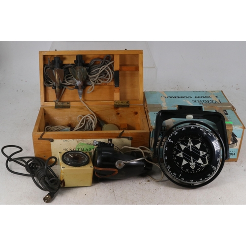 173 - A boxed bosun marine compass, together with a Walkers Knotmaster