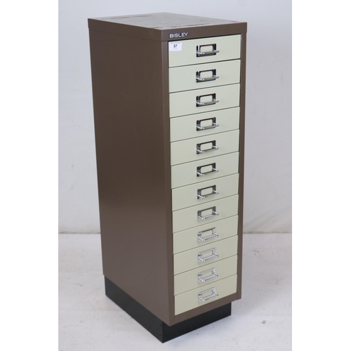 57 - A 12 drawer Bisley filing unit measuring approx. 28w x 41d x 95cmh