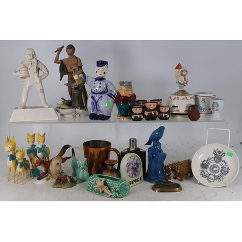 86 - Capodimonte style blacksmith, Carlton ware Pick Flowers keg bitter figure, and other ceramics etc (e... 