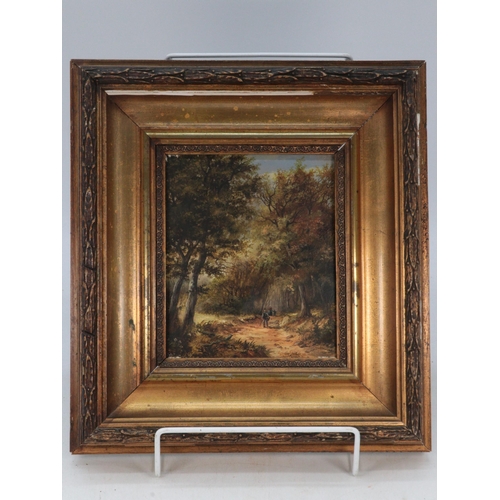 88 - Gilt framed oil on panel, poaching? scene