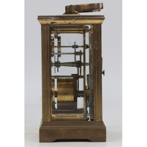 100 - Brass cased Carriage clock with key