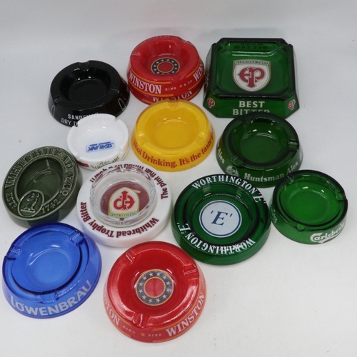 432 - A good quantity of assorted Brewery ashtrays to include Carlsberg, Courage, Huntsman etc (Crate not ... 