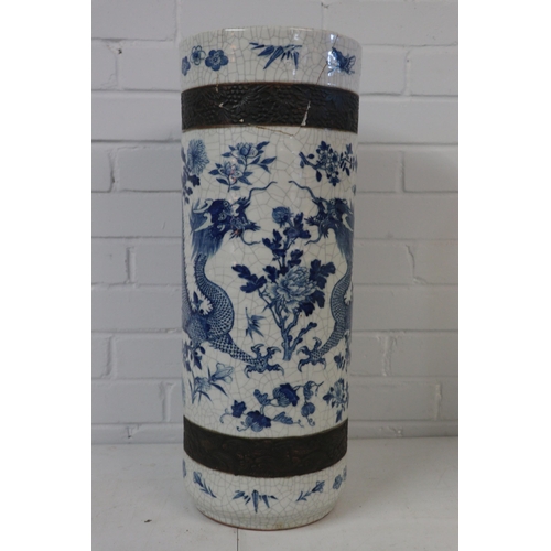 471 - Oriental ceramic umbrella stand, repaired