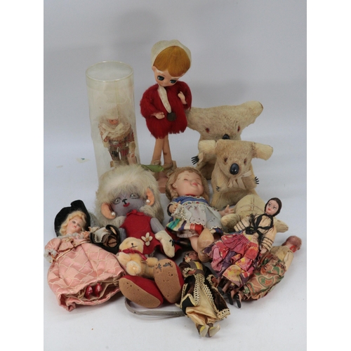 495 - Box of assorted dolls, 60s and earlier celluloid