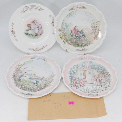 567 - Two sets of 4 Royal Doulton Wind in the Willows collectors plate and single Royal Albert Tom Kitten ... 