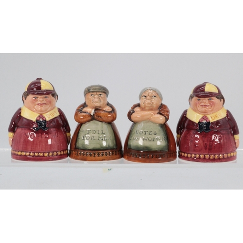 616 - 4 Royal Doulton cruets Tweedledee and Tweedledum, Toil Men and Vote women boxed