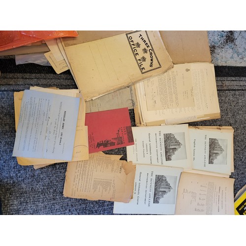 636 - A vintage trunk containing photo albums, and various paperwork and ephemera relating to a prisoner o... 