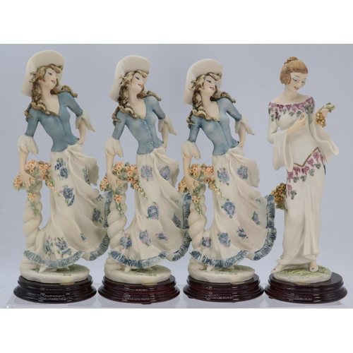 666 - Four boxed Florence Guiseppe Armani figures to include Arianna, and three lady Janes