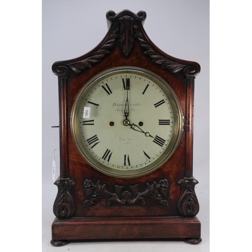 146 - Antique mahogany cased mantel clock/bracket by Dwerrihouse & Co, Berkeley Square, London.