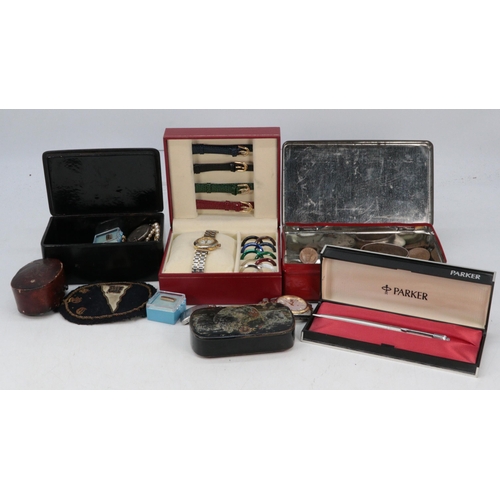 293 - A 1891 Victoria crown, other coinage, silver napkin ring, selection of costume jewellery including s... 