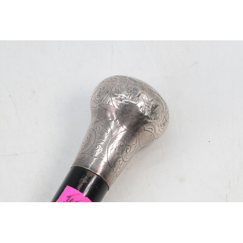 307 - Silver topped walking cane