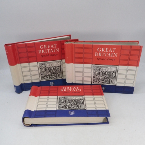 311 - Three Stanley Gibbons stamp albums to include Mint Stamps from 1937 - 1979, 1980 - 1994, 1995 - 1999... 