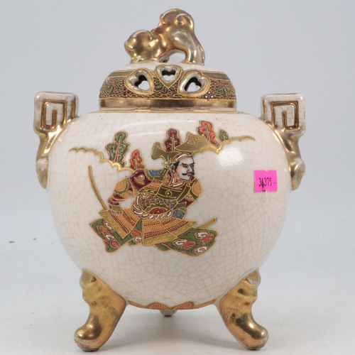 428A - Oriental satsuma Koro, approx. 20cm high, noted damage to finnial, piece is there