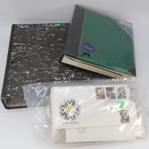 698 - Two albums of assorted vintage FDCs, bank notes and assorted stamp sheets and assorted loose FDCs co... 