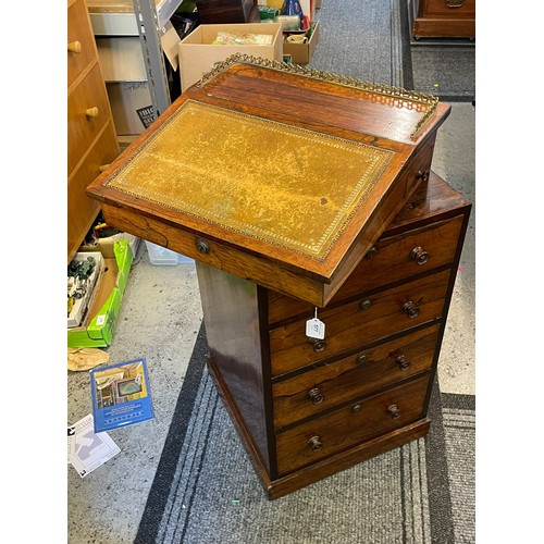 577 - Regency antique rosewood davenport with rotating top.